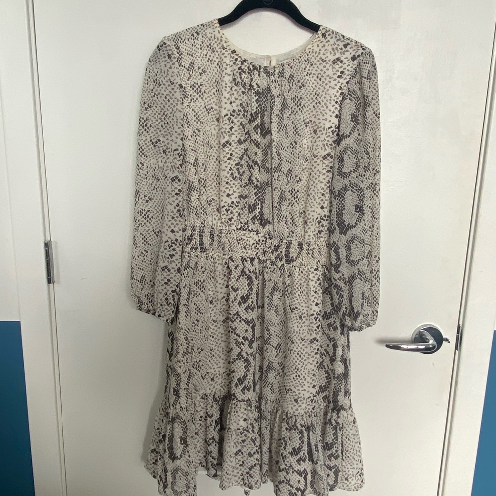 JCrew snake pattern cinched waist dress